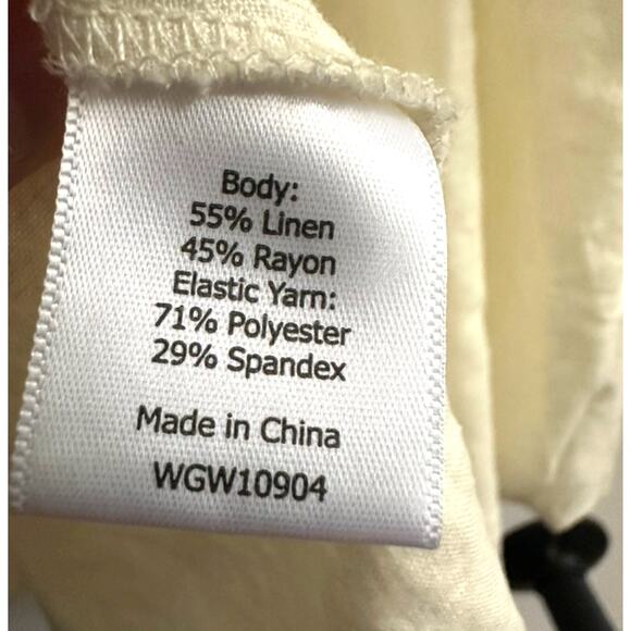 Market & Spruce Linen Blend Smocked Tank Ivory Neutral Size L - Picture 6 of 8